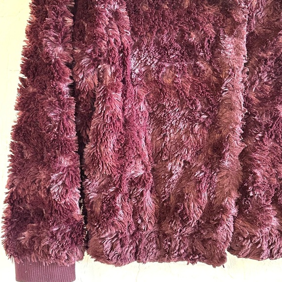 Anthropologie Sanctuary Mock Neck Shiraz (Purple) Faux Fur Teddy Jacket Sz M - Picture 4 of 11